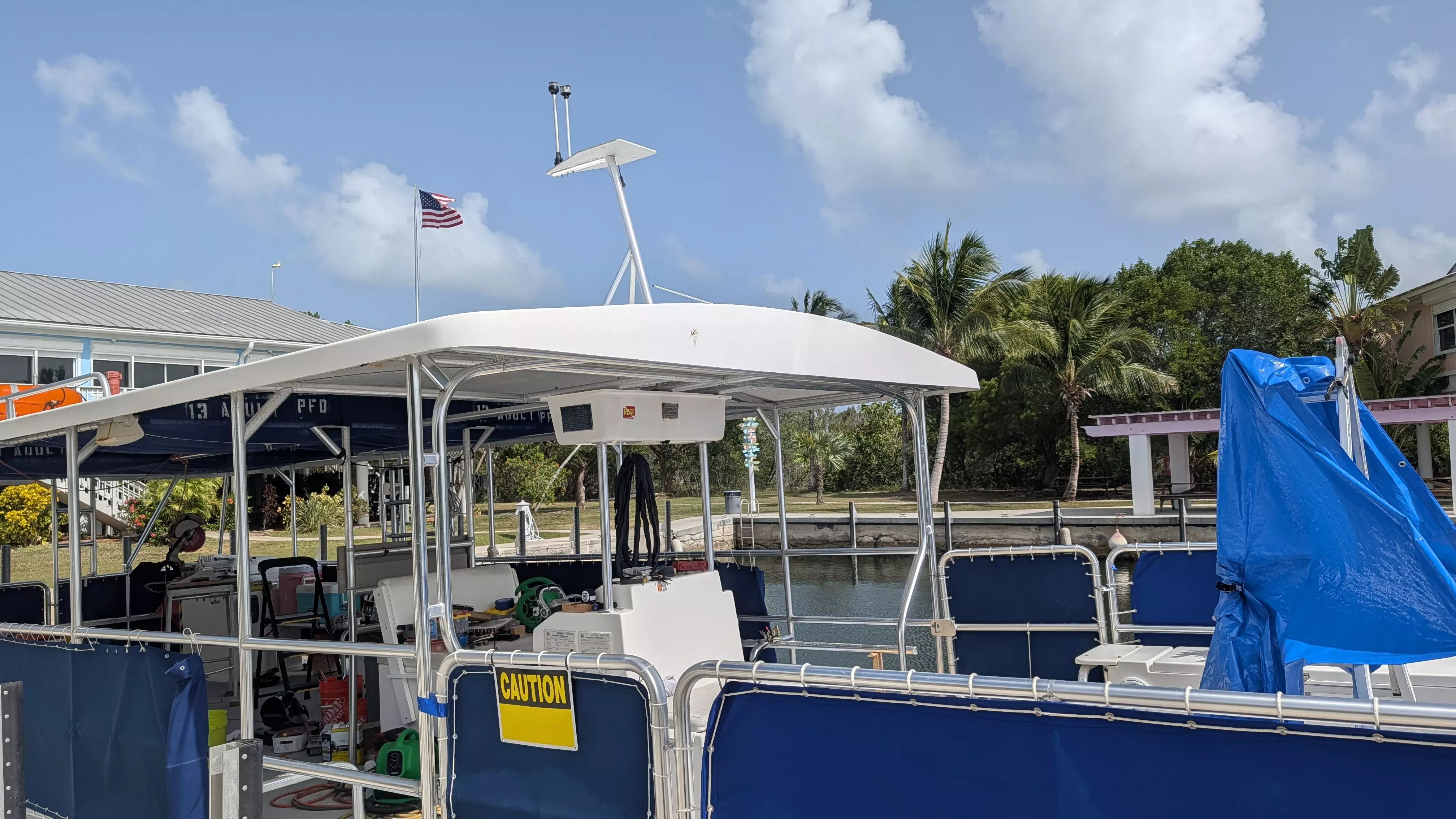 commercial catamaran structural truss tacked in place for heavy marine welding