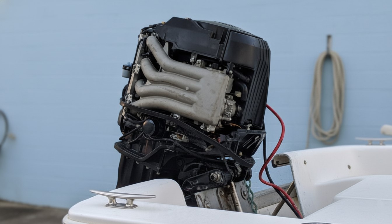 Close-up of a boat propeller in the water